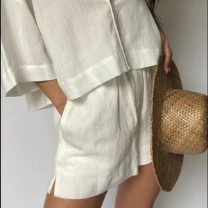 NIA the Brand Linen Paper Bag Short M NWT